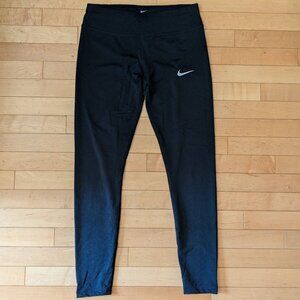 NIKE BLACK TEXTURED LEGGING ZIPPER POCKET REFLECTIVE - MEDIUM